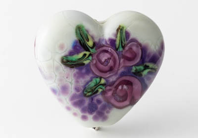 Flowery Lampwork Heart Bead