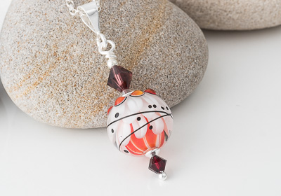 Red Dahlia Lampwork Pendant