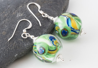 Peacock Lampwork Earrings