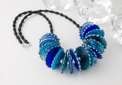 Blue Lampwork Disc Necklace