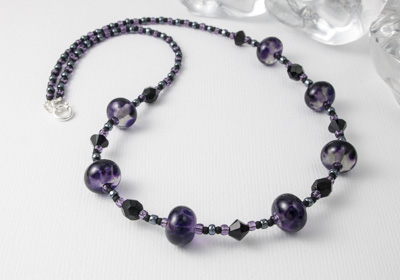 Purple and Grey Lampwork Necklace