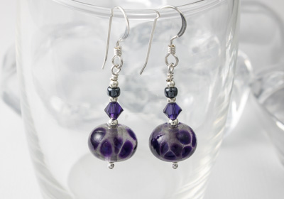 Grey and Purple Silver Earrings