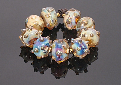 Reichenback Dark Silver Brown Glass Lampwork Beads