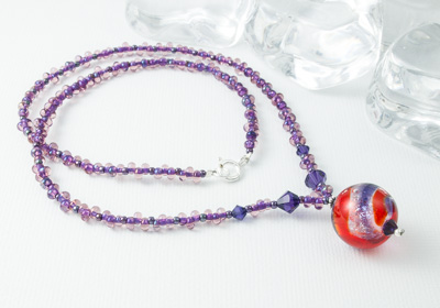 Dichroic Swirl Lampwork Necklace