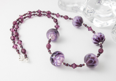 Purple Lampwork Dahlia Necklace