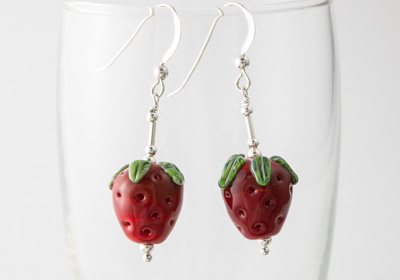 Lampwork Strawberry Earrings