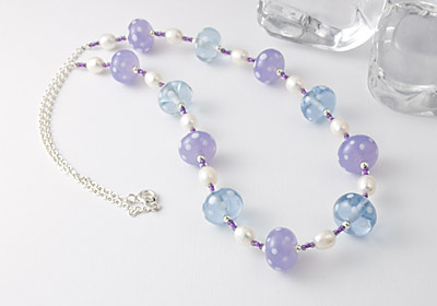 Lilac Spotty Lampwork Necklace