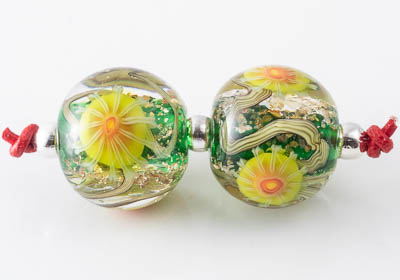 Lampwork Murrini Flower Beads