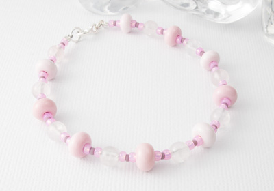 Rose Quartz and Lampwork Bracelet