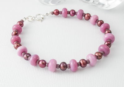 Pink Pearl and Lampwork Bracelet