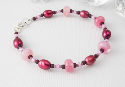 Lampwork Glass and Pearl Bracelet