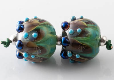 Lampwork Dahlia Bead Pair