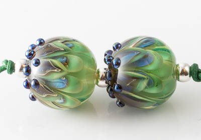 Lampwork Dahlia Bead Pair