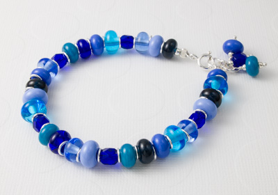 Turquoise and Blue Lampwork Bracelet