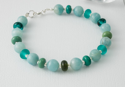 Lampwork Glass and Amazonite Bracelet