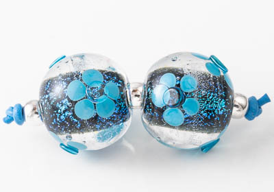 Dichroic Lampwork Flowery Beads