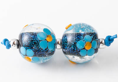 Dichroic Lampwork Flowery Beads