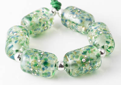 Mossy Lampwork Barrel Beads