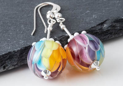 Rainbow Dahlia Earrings