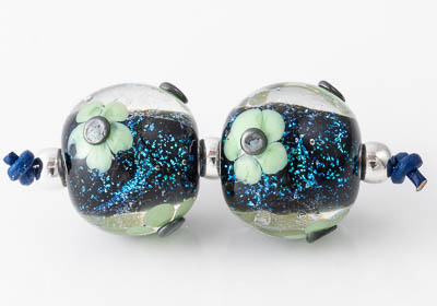 Dichroic Lampwork Flowery Beads