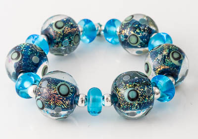 Dichroic Lampwork Dotty Beads