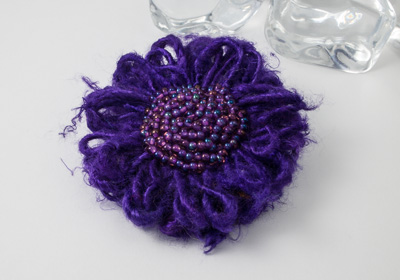 Purple Silk Flower Brooch