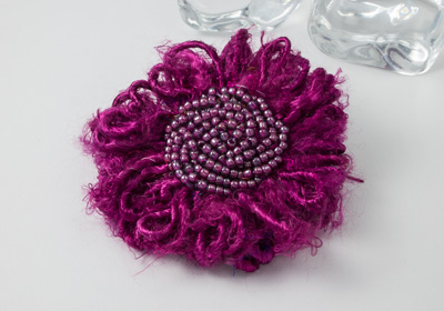 Pink Silk Flower Brooch