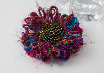 Multi Silk Flower Brooch