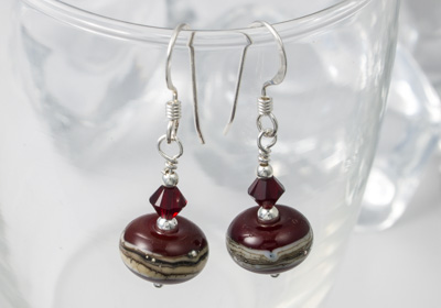 Dark Red Lampwork Earrings