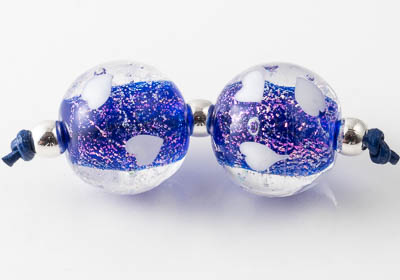 Dichroic Lampwork Heart Beads