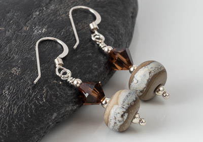 Brown Tumbled Lampwork Earrings