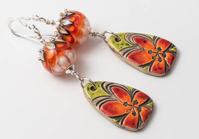 Dahlia and Ceramic Earrings