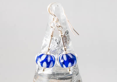 Blue Petal Lampwork Earrings