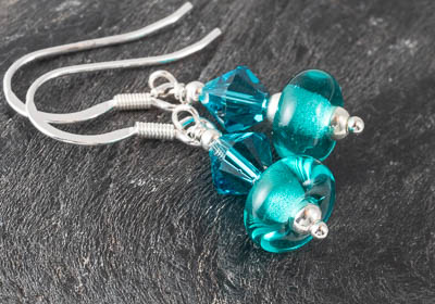 Teal Lampwork Earrings