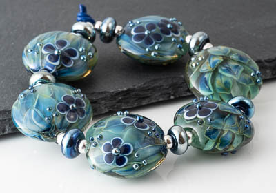 Waterlily Lampwork Dahlia Bead Set