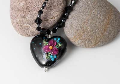 Black Lampwork Necklace "Ursula"