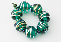 Dark Teal and Metallic Glass Lampwork Beads