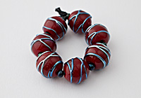 Dark Red and Metallic Glass Lampwork Beads