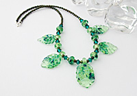 Green Leaf Lampwork Necklace