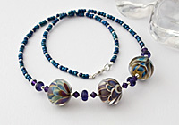 Dahlia Flower Lampwork and Silver Necklace