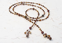A rainbow jasper, pearl and swarovski crystal lariat