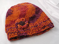 Orange and Purple Wool Beanie