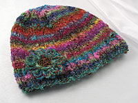 Beautiful Bright Beanie with Flower Brooch