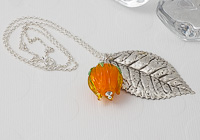 Orange Rose and Leaf Pendant Orange Rose and Leaf Pendant