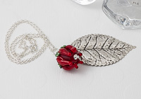 Red Rose and Leaf Pendant Red Rose and Leaf Pendant