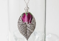 Pink Rose and Leaf Pendant Pink Rose and Leaf Pendant