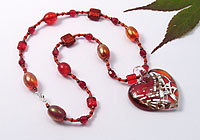 Red Glass Heart Pendant Necklace