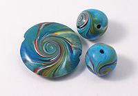 Turquoise and Red Polymer Clay Bead Set