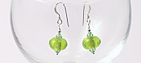 Silvered Lime Green Lampwork Earrings