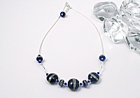 "Cobalt Blues" Lampwork and Sterling Silver Necklace